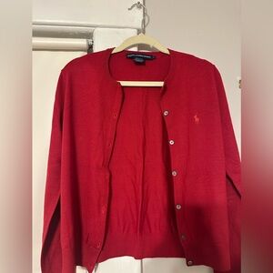 Ralph Lauren Sport 100% Merino Wool Red Sweater